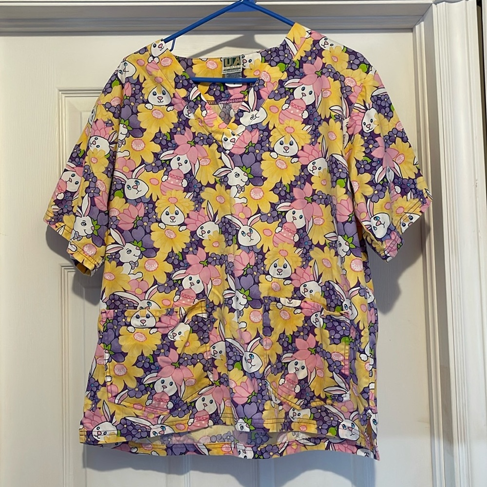 UA Scrubs Easter Bunny Spring scrub top size medium